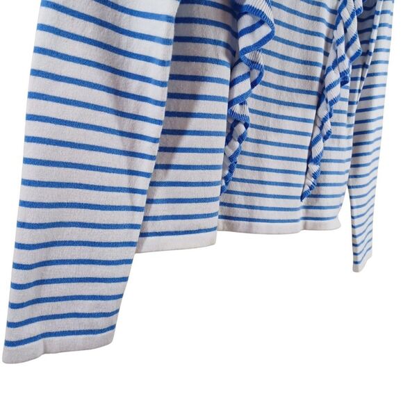 Lilly Pulitzer Top Sz S Blue White Coastal Stripe Ruffle Long Sleeve Preppy Top - Picture 5 of 9